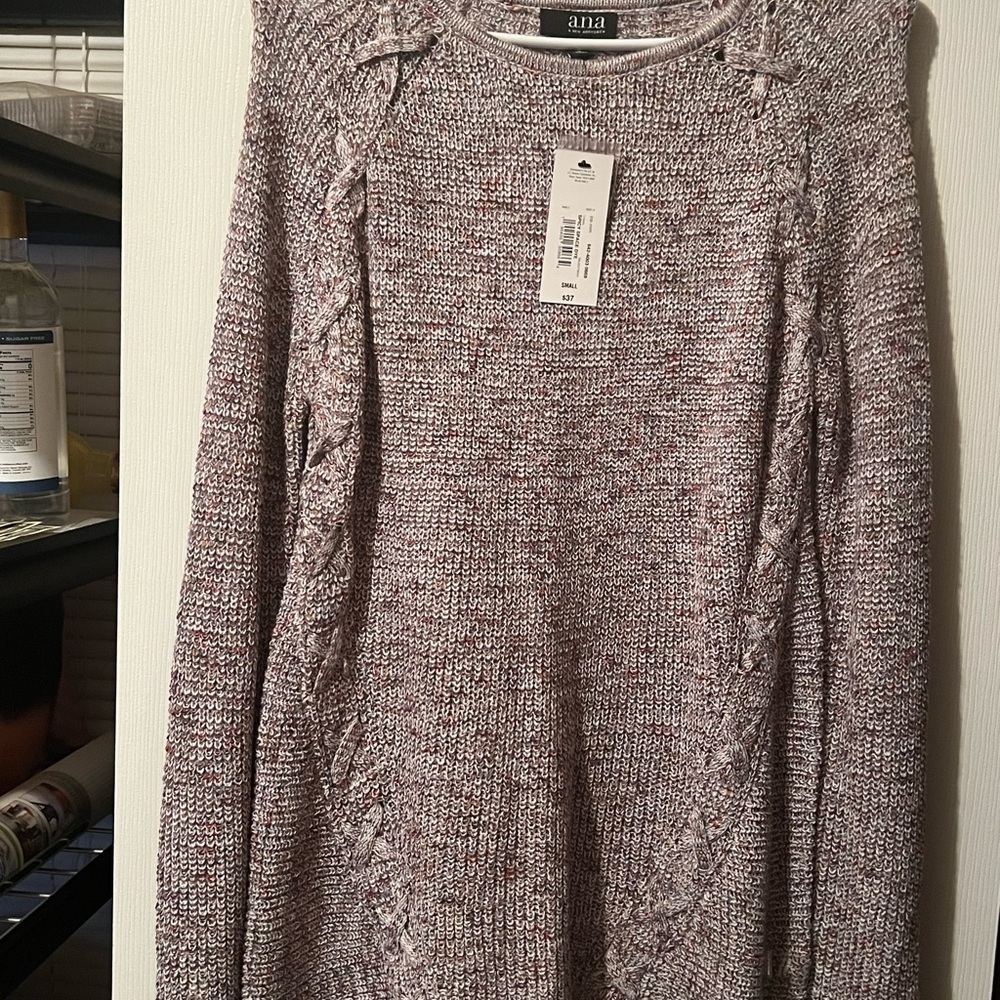a.n.a Women's Marled Knit Sweater - Gray and Pink